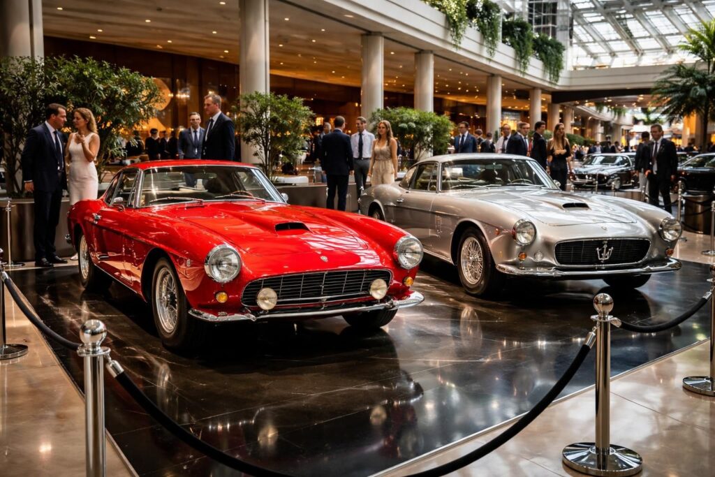 découvrez les magnifiques antiquités automobiles avec la ferrari 250 gt et la maserati exposées au salon sportif de monaco, un événement incontournable pour les passionnés de voitures de collection.