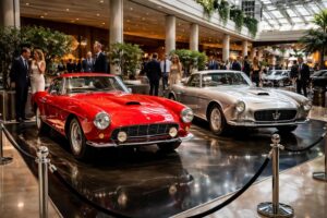 découvrez les magnifiques antiquités automobiles avec la ferrari 250 gt et la maserati exposées au salon sportif de monaco, un événement incontournable pour les passionnés de voitures de collection.