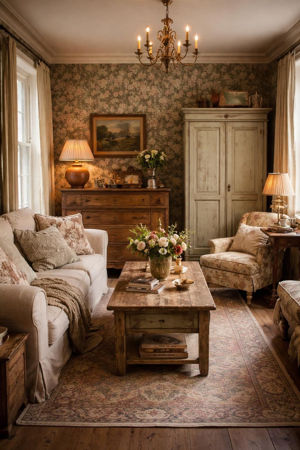 découvrez comment restaurer un intérieur charmant en associant meubles anciens patinés et papier peint vintage little greene pour un style authentique et élégant.