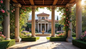 découvrez nos pergolas élégantes et durables, inspirées des somptueuses villas romaines, pour apporter charme et confort à votre espace extérieur.